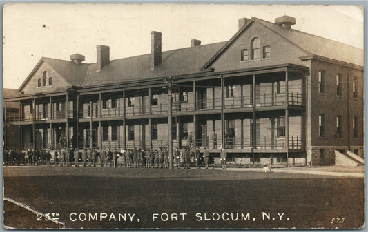FORT SLOCUM NY 25th COMPANY ANTIQUE REAL PHOTO POSTCARD RPPC