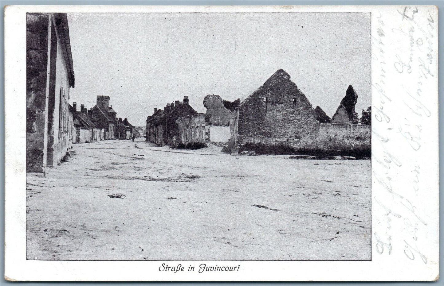 GERMAN WWI 1915 MILITARY FELDPOST ANTIQUE POSTCARD STRASSE in AUDINCOURT FRANCE