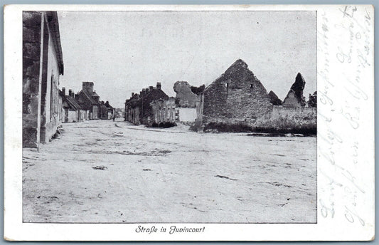 GERMAN WWI 1915 MILITARY FELDPOST ANTIQUE POSTCARD STRASSE in AUDINCOURT FRANCE