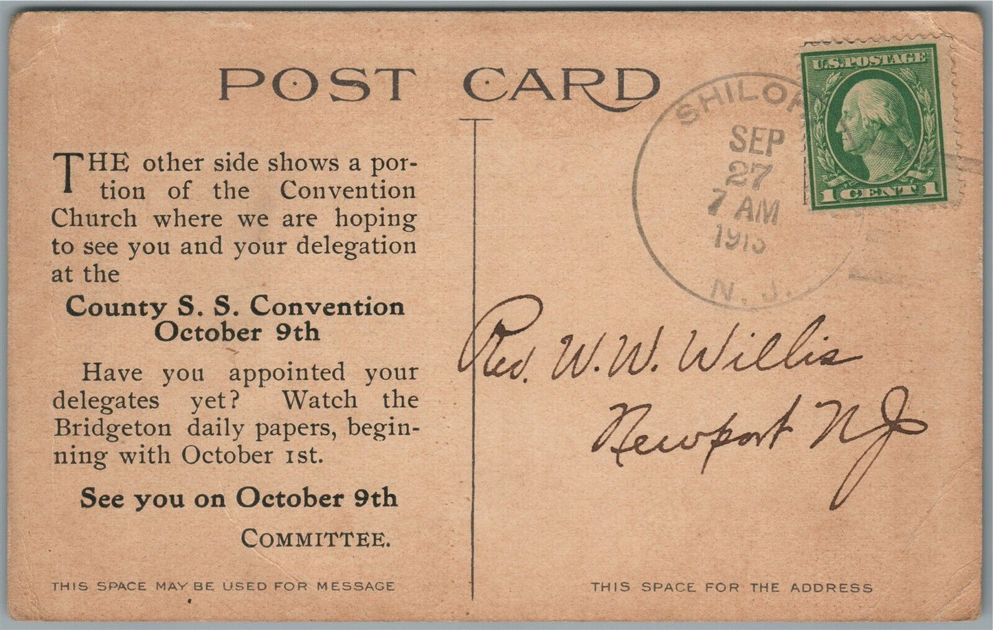 BRIDGETON NJ ME CHURCH ANTIQUE POSTCARD