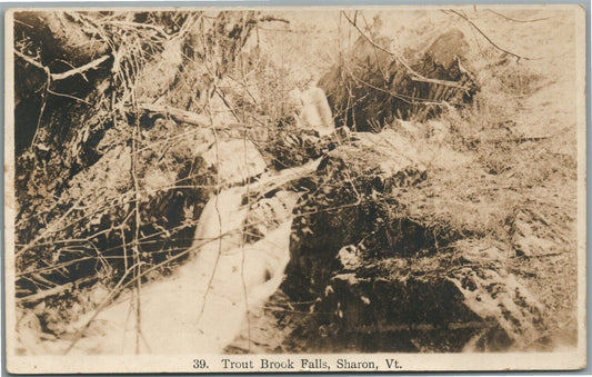 SHARON VT TROUT BROOK FALLS ANTIQUE REAL PHOTO POSTCARD RPPC