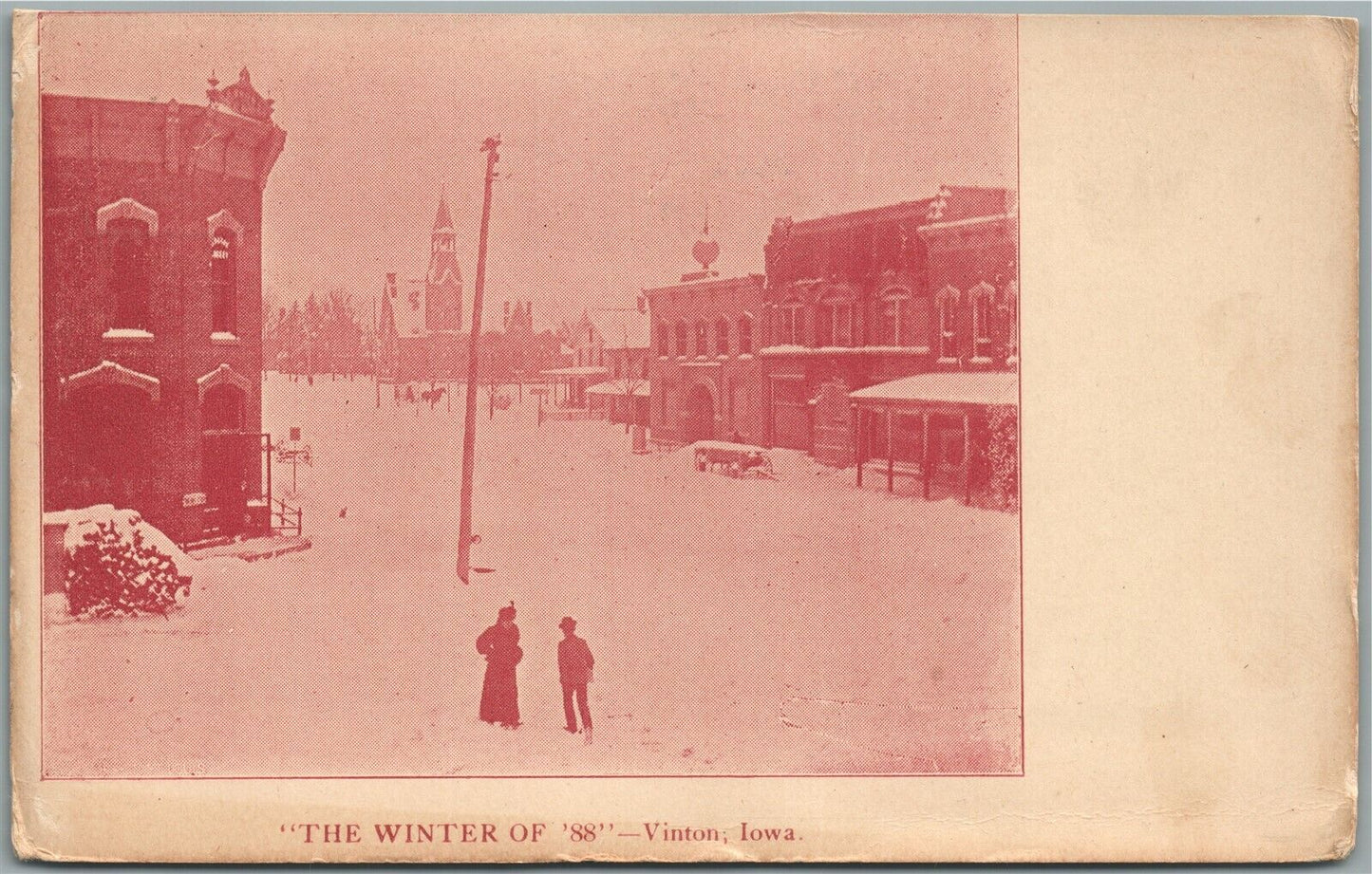 WINTON IA THE WINTER OF 88 ANTIQUE POSTCARD