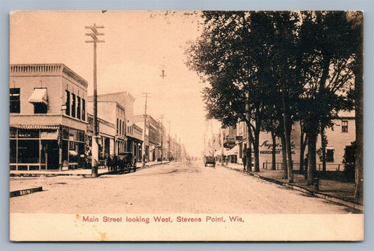 STEVEN'S POINT WI MAIN STREET ANTIQUE POSTCARD