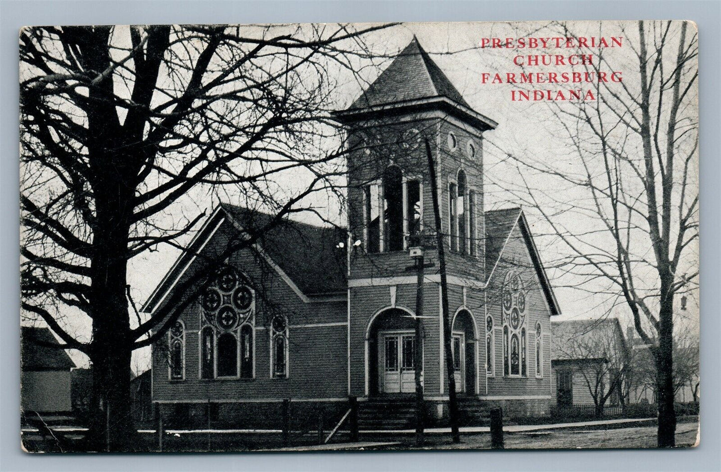 FARMERSBURG IN PRESBYTERIAN CHURCH ANTIQUE POSTCARD