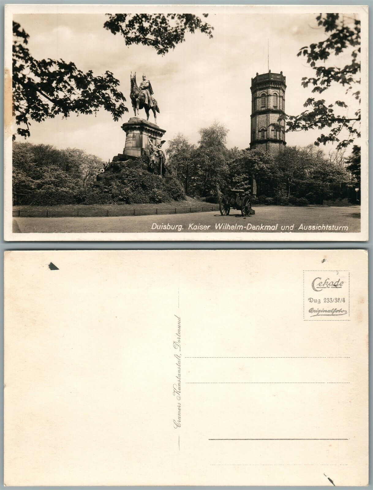 DUISBURG KAISER WILHELM DENKMAL GERMAN ANTIQUE REAL PHOTO POSTCARD RPPC
