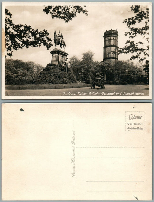 DUISBURG KAISER WILHELM DENKMAL GERMAN ANTIQUE REAL PHOTO POSTCARD RPPC