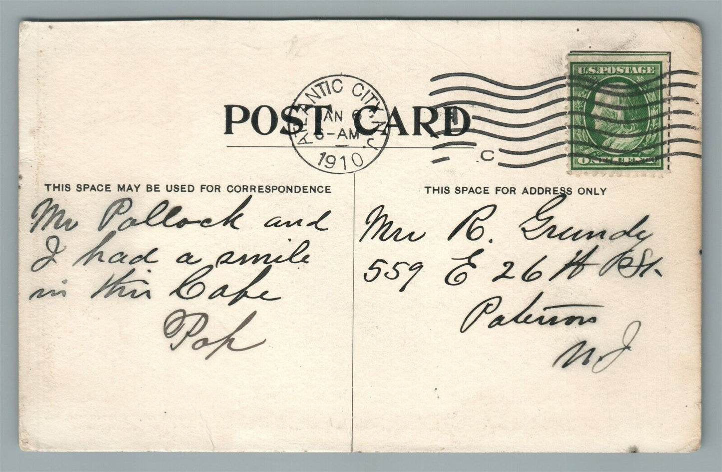 ATLANTIC CITY NJ WILTSHIRE CAFE ANTIQUE POSTCARD