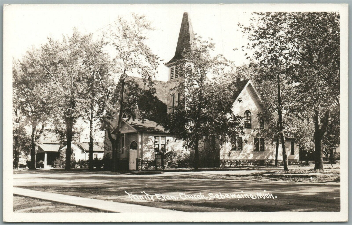 SEBEWAINE MI TRINITY CHURCH VINTAGE REAL PHOTO POSTCARD RPPC