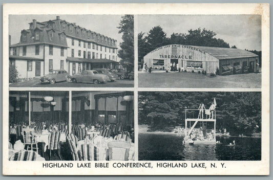 HIGHLAND LAKE NY BIBLE CONFERENCE ANTIQUE POSTCARD