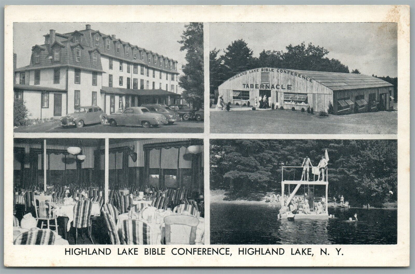 HIGHLAND LAKE NY BIBLE CONFERENCE ANTIQUE POSTCARD
