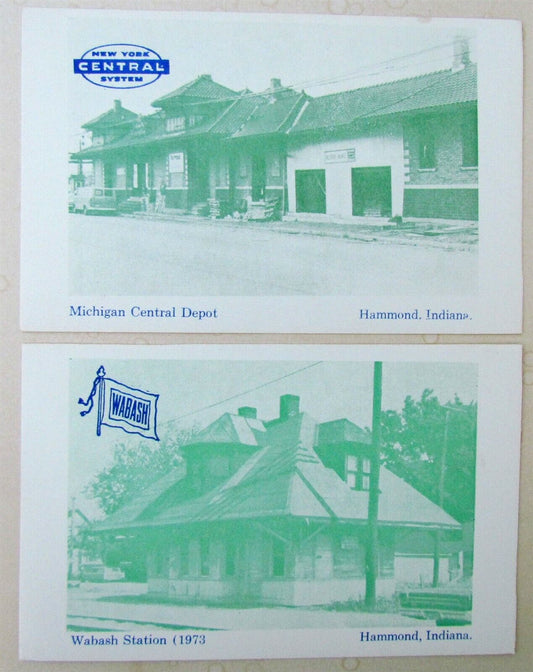 HAMMOND IN LOT of 2 VINTAGE 1970s POSTCARDS RAILROAD STATIONS railway depots