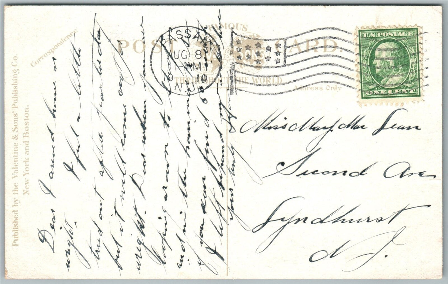 PASSAIC NJ PENNINGTON AVENUE 1910 ANTIQUE POSTCARD