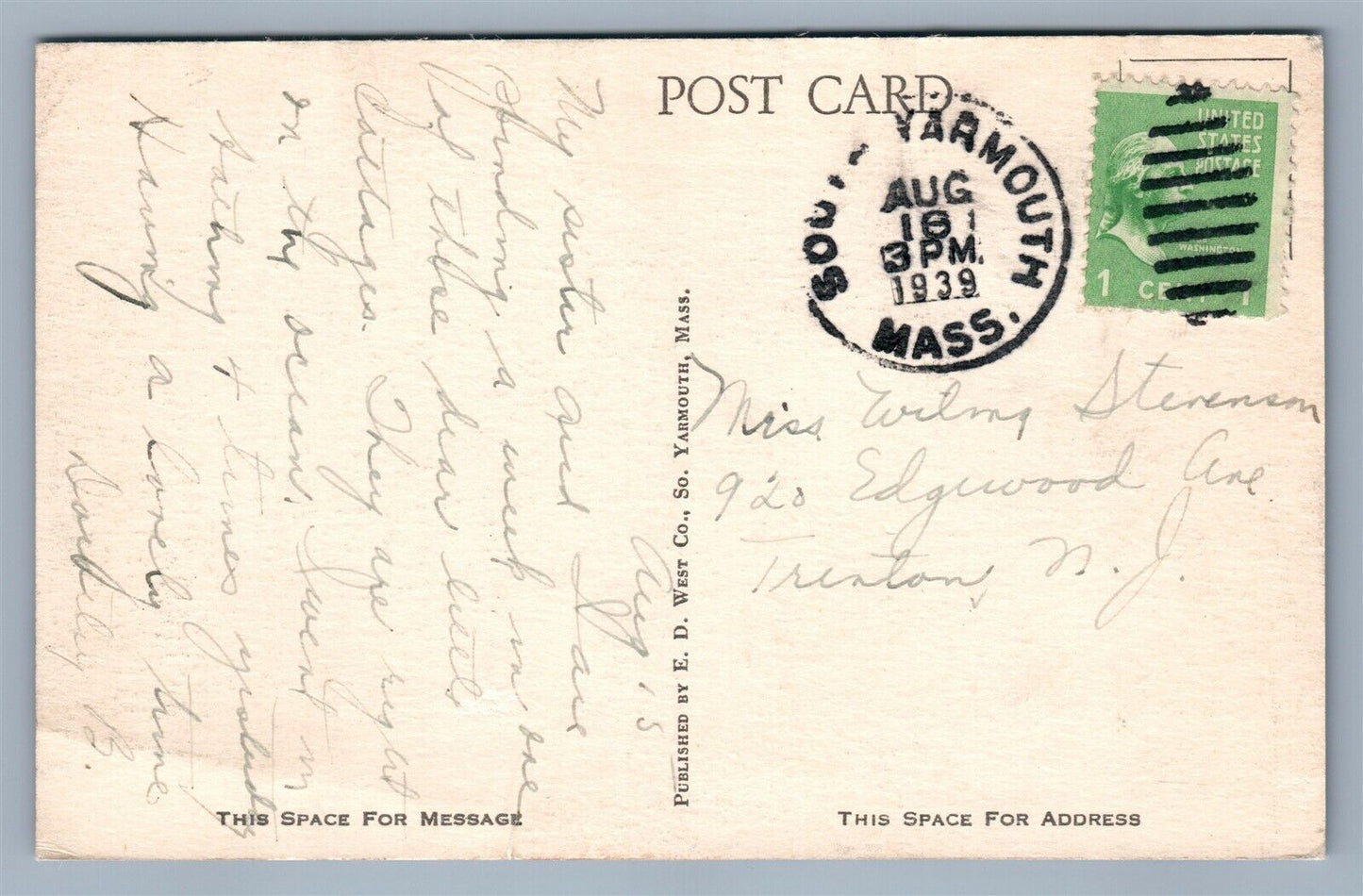 BASS RIVER CAPE COD MA YARMOUTH SEASIDE VILLAGE COTTAGES VINTAGE POSTCARD