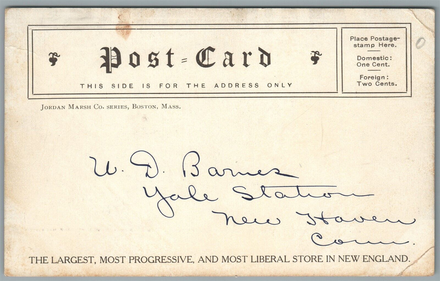 BOSTON MA JORDAN MARSH COMPANY STORE ANTIQUE POSTCARD