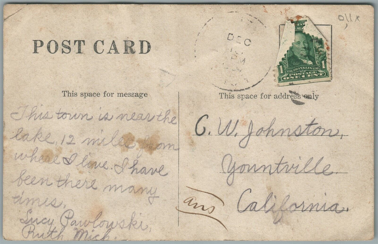 HARBOR BEACH MI BIRDS EYE VIEW ANTIQUE REAL PHOTO POSTCARD RPPC