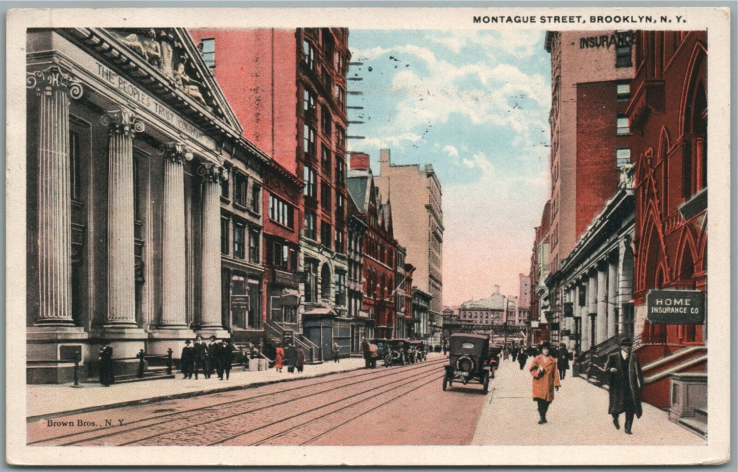 BROOKLYN NY MONTAGUE STREET ANTIQUE POSTCARD