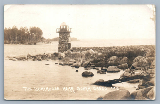 SOUTH CASCO ME LIGHT HOUSE ANTIQUE REAL PHOTO POSTCARD RPPC