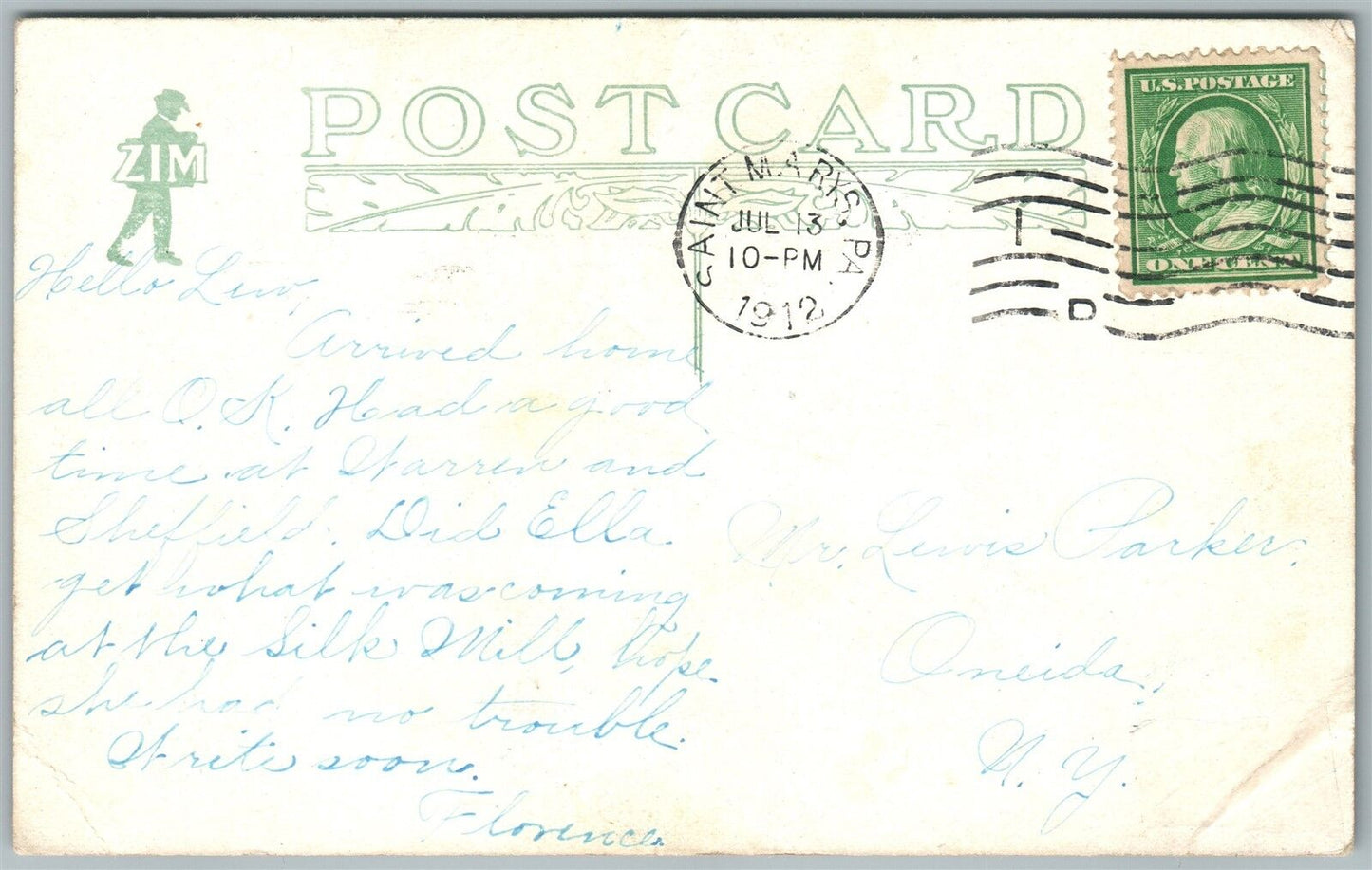 ST.MARY'S PA NEW PUBLIC SCHOOL 1912 ANTIQUE POSTCARD