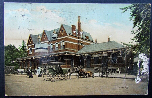 VINTAGE POSTCARD - CENTRAL R.R. STATION PLAINFIELD NJ railroad railway train