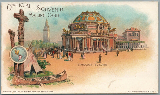 BUFFALO NY PAN AMERICAN EXPO ANTIQUE PRIVATE MAILING POSTCARD ethnology building