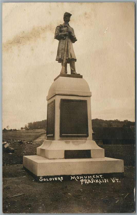 FRANKLIN VT SOLDIERS MONUMENT ANTIQUE REAL PHOTO POSTCARD RPPC