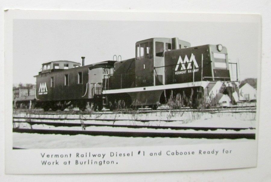 RPPC VINTAGE PHOTO POSTCARD VERMONT RAILWAY DIESEL #1 railroad train