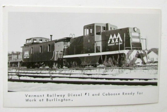 RPPC VINTAGE PHOTO POSTCARD VERMONT RAILWAY DIESEL #1 railroad train