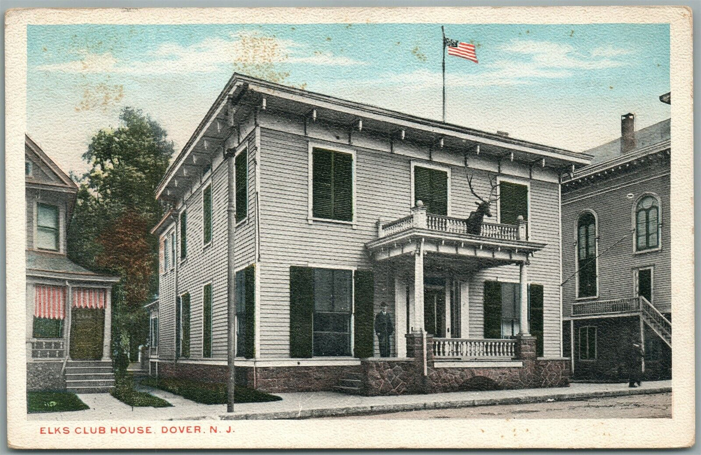 DOVER NJ ELKS CLUB HOUSE ANTIQUE POSTCARD