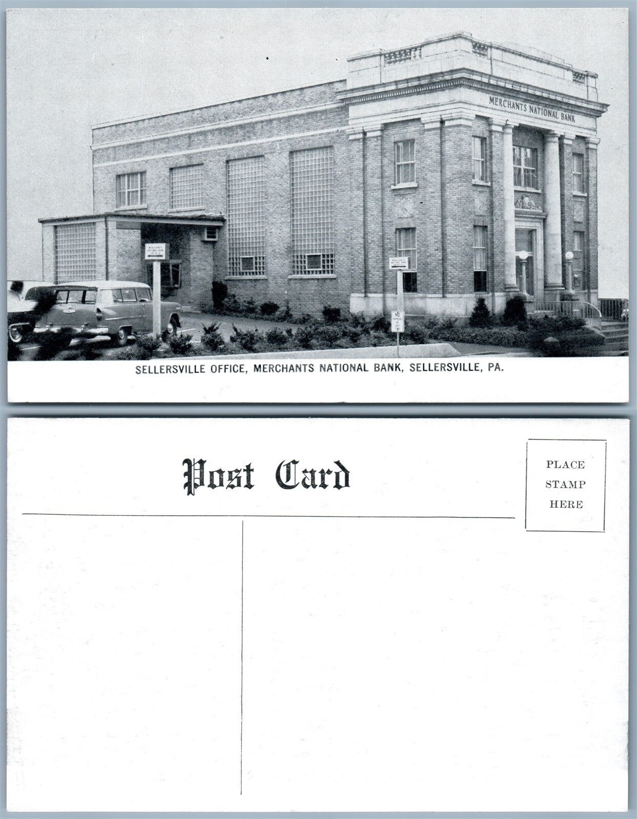 SELLERSVILLE PA MERCHANTS NATIONAL BANK VINTAGE POSTCARD