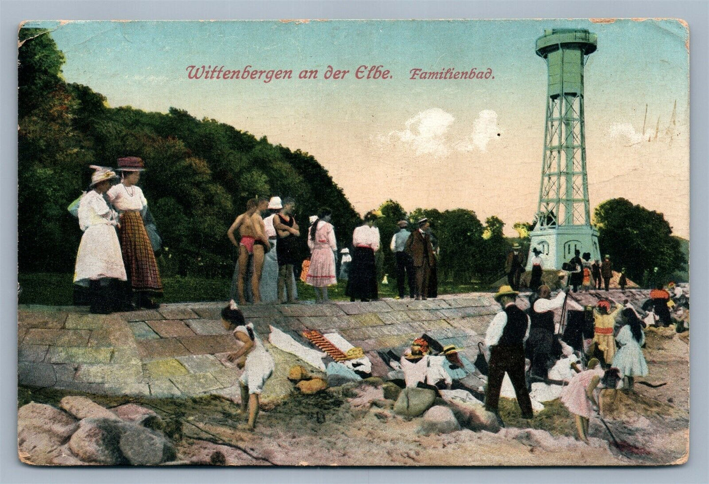 WITTENBERGEN AN DER ELBE GERMANY FAMILIENBAD ANTIQUE POSTCARD