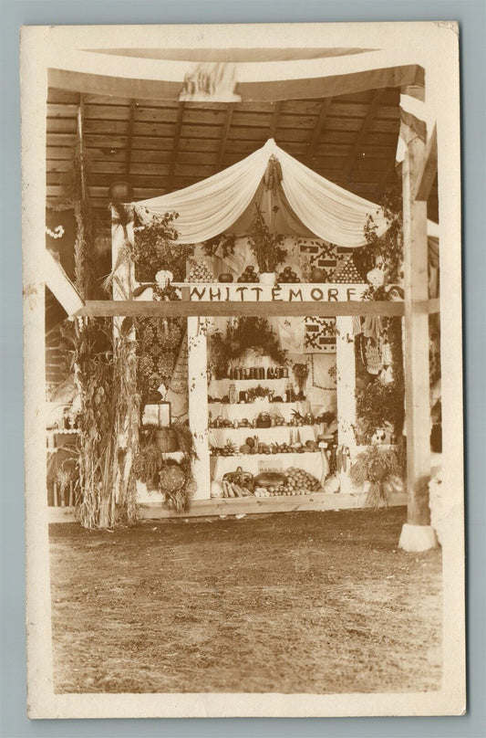 WHITTEMORE IA GROCERY PRODUCE DISPLAY ANTIQUE REAL PHOTO POSTCARD RPPC