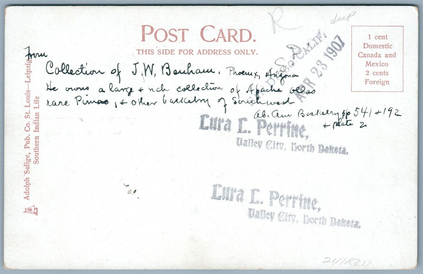 COLLECTION OF BASKETS by PIMA INDIANS ARIZONA ANTIQUE UNDIVIDED POSTCARD