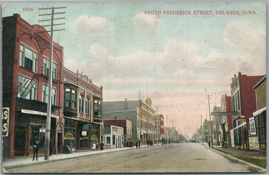 OELWEIN IA SOUTH FREDERICK STREET ANTIQUE POSTCARD
