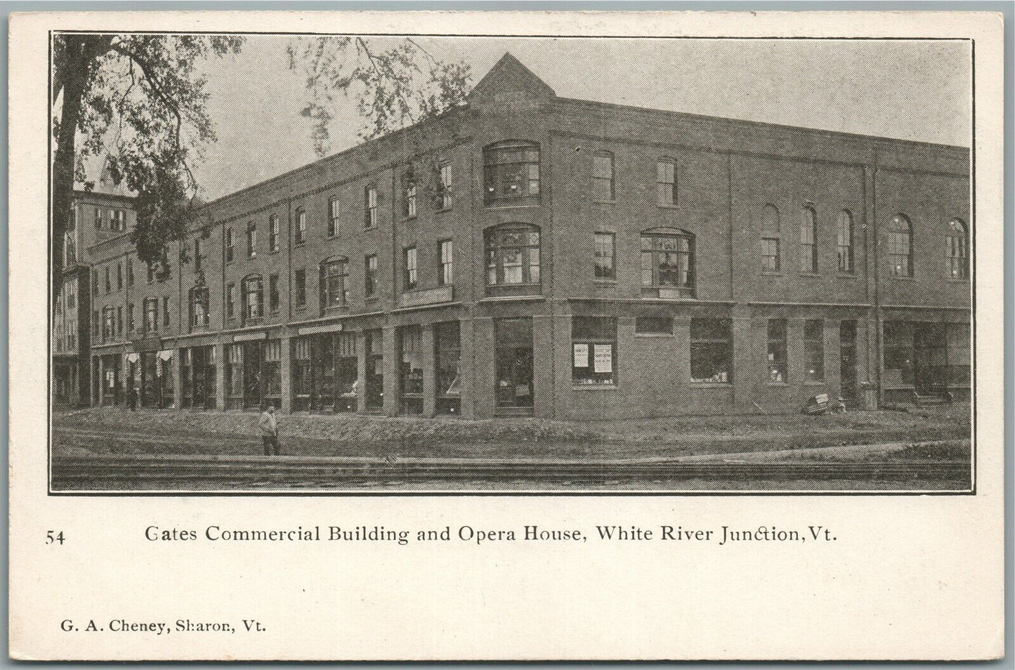 WHITE RIVER JUNCTION VT GATES BUILDING & OPERA HOUSE ANTIQUE POSTCARD