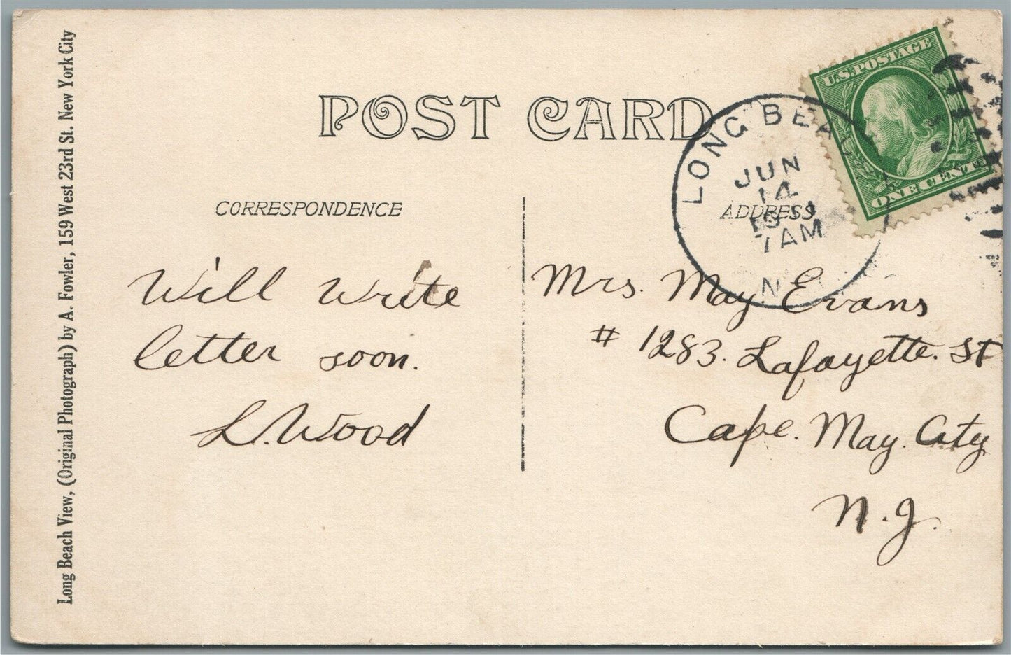 LONG BEACH LI NY HOTEL NASSAU INTERIOR ANTIQUE REAL PHOTO POSTCARD RPPC