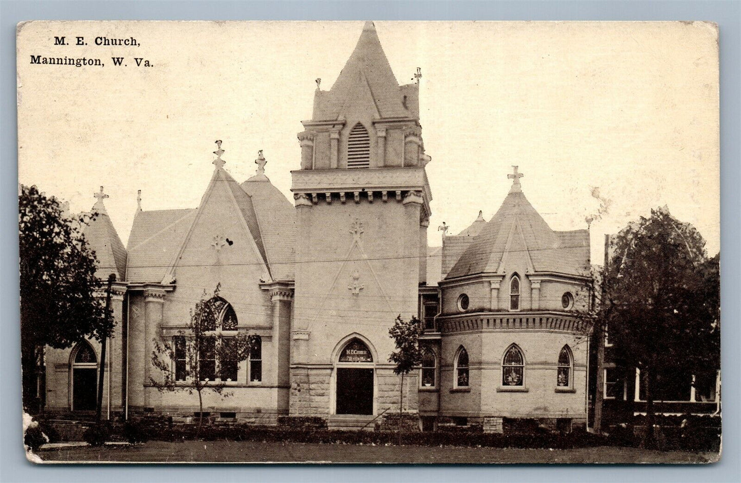 MANNINGTON W.Va M.E.CHURCH 1915 ANTIQUE POSTCARD