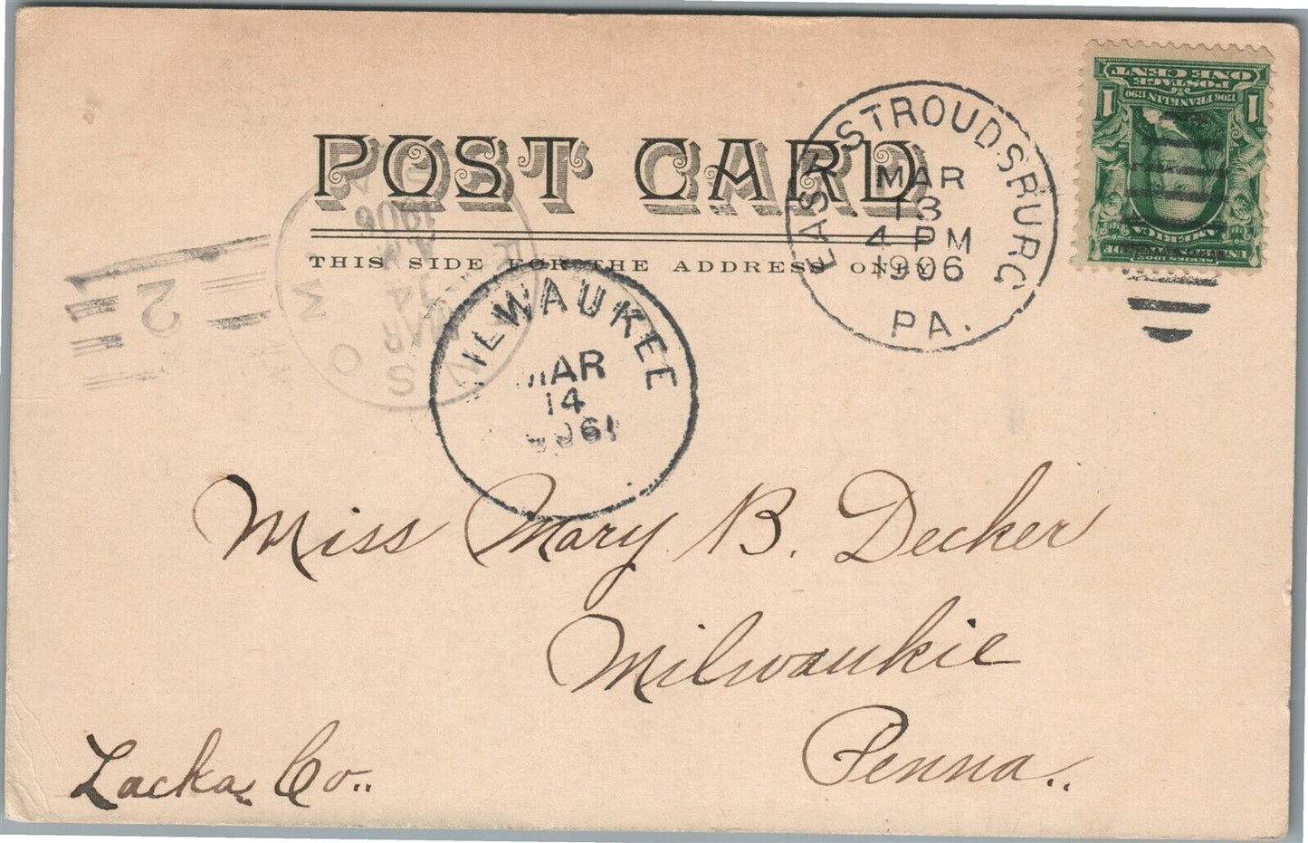 STROUDSBURG PA COURT HOUSE ANTIQUE POSTCARD