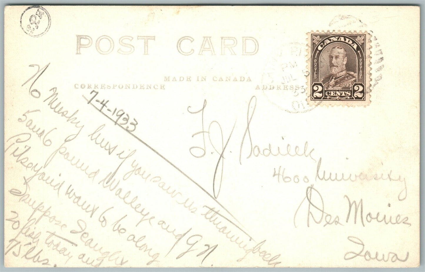 RAINY RIVER ONT. CANADA FISHING EXAGGERATED ANTIQUE REAL PHOTO POSTCARD RPPC