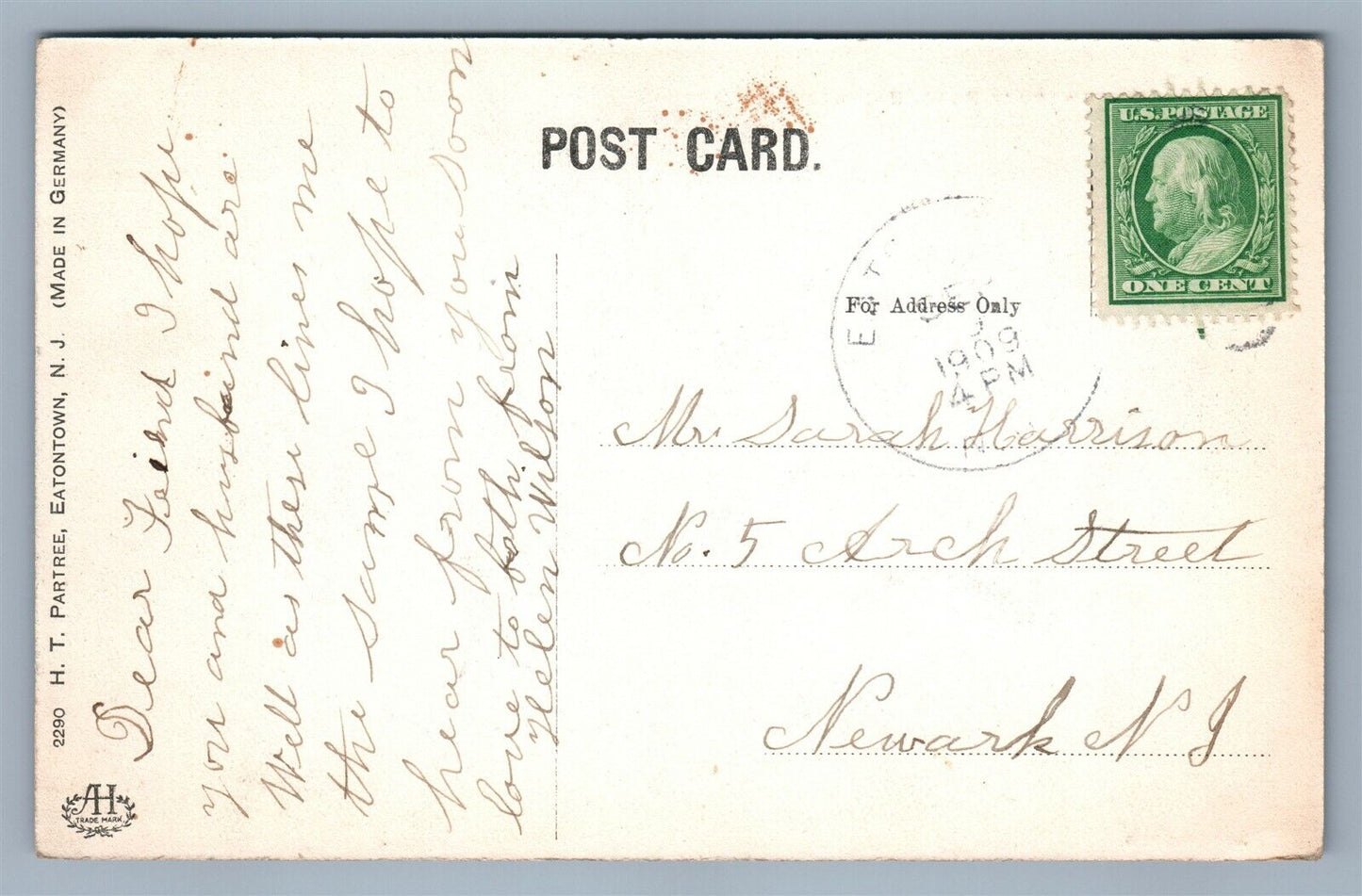 EATONTOWN NJ SHREWSBURY ROAD ANTIQUE POSTCARD trolley