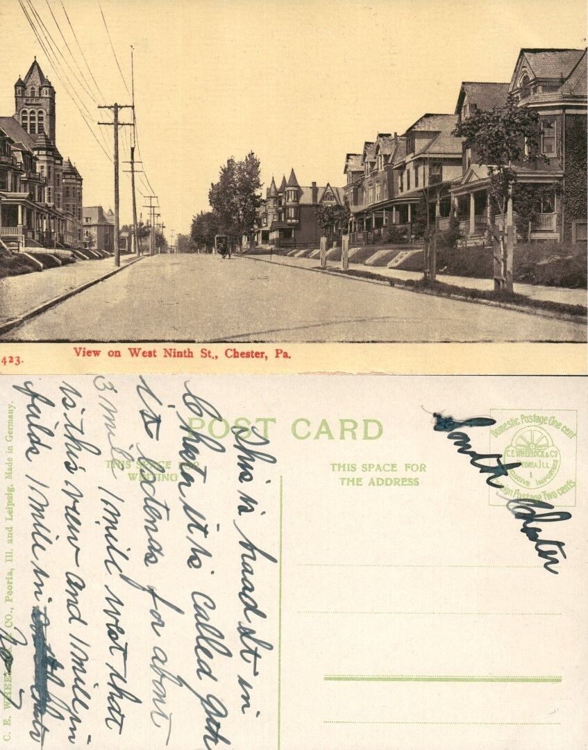 CHESTER PA WEST NINTH STREET ANTIQUE POSTCARD
