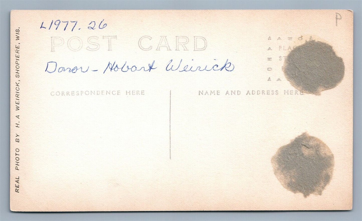 SHOPIERE WI CONGREGATIONAL CHURCH ANTIQUE REAL PHOTO POSTCARD RPPC