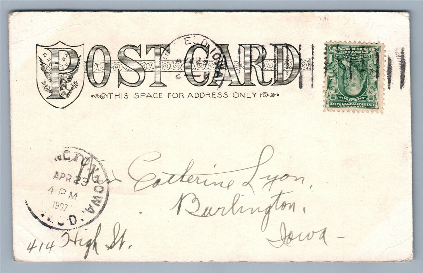 FAIRFIELD IA FIRE DEPARTMENT CITY HALL & WATER WORKS 1907 ANTIQUE POSTCARD