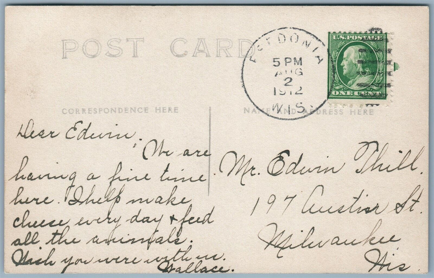 MONTAGE FREDONIA WI STREET AIRPLANE ANTIQUE REAL PHOTO POSTCARD RPPC AVIATION