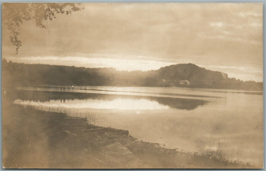 DANVILLE VT SUNRISE AT JOE'S POND ANTIQUE REAL PHOTO POSTCARD RPPC