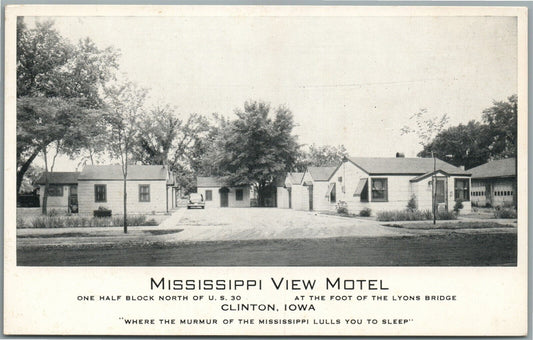 CLINTON IA MISSISSIPPI VIEW MOTEL ANTIQUE POSTCARD