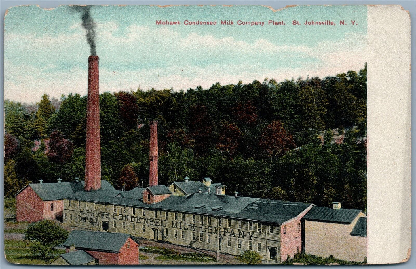 ST.JOHNSVILLE NY MOHAWK CONDENSED MILK COMPANY PLANT ANTIQUE POSTCARD