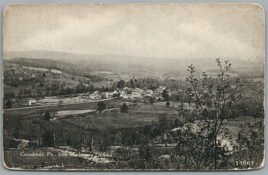 CANADENSIS PA BIRDS EYE VIEW ANTIQUE POSTCARD