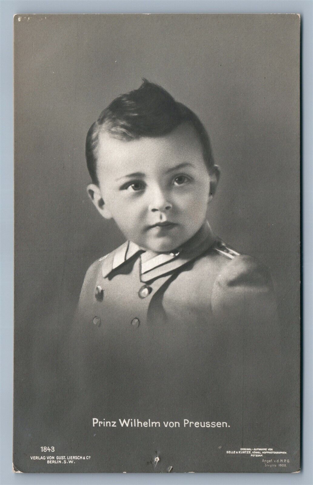 PRUSSIAN PRINCE WILHELM in CHILDHOOD ANTIQUE REAL PHOTO POSTCARD RPPC