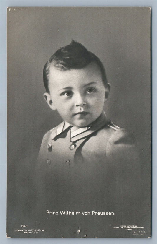 PRUSSIAN PRINCE WILHELM in CHILDHOOD ANTIQUE REAL PHOTO POSTCARD RPPC
