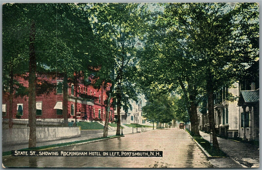 PORTSMOUTH NH STATE STREET ROCKINGHAM HOTEL ANTIQUE POSTCARD